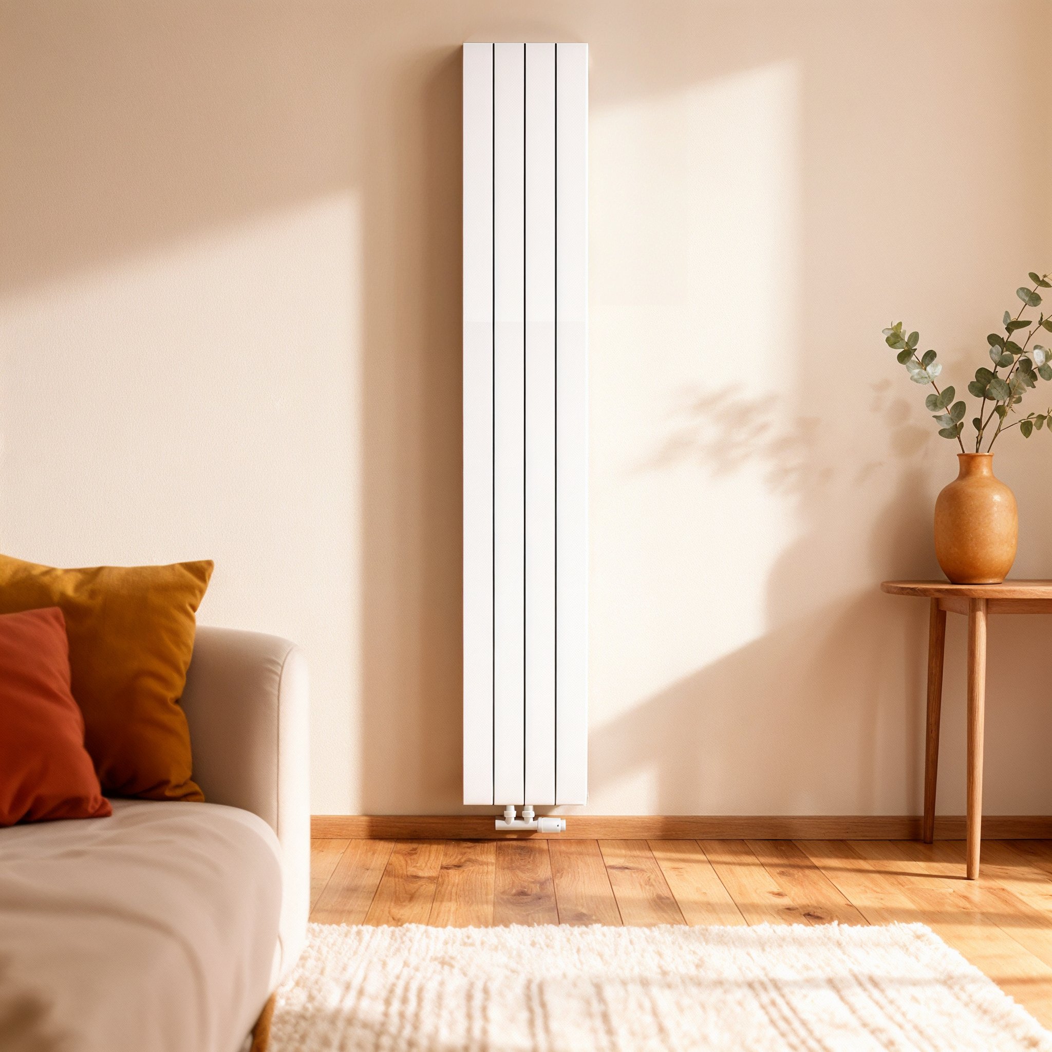 Thermrad AluStyle Plus Thermrad Alustyle Plus - Verticale radiator in woonkamer